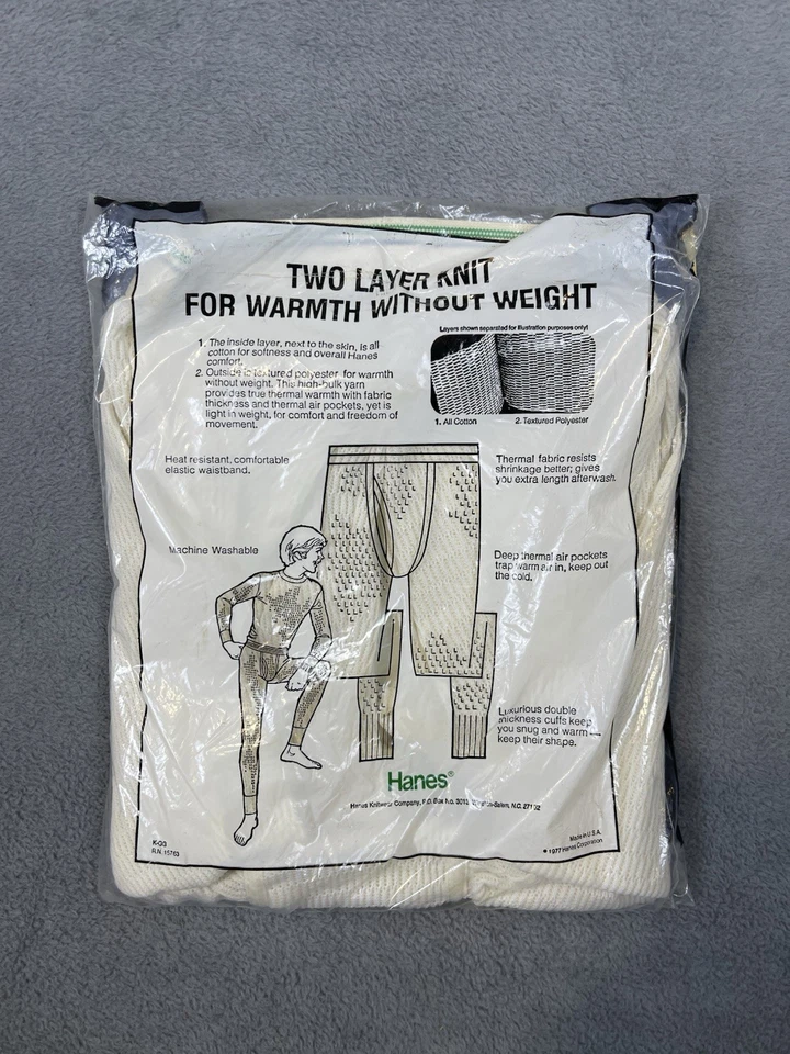 Nueva Ropa Interior Térmica Hanes Parte Inferior Niños Mediana 10/12 Blanca De Colección Nos EE. UU. 1977 Foto 2 de 4