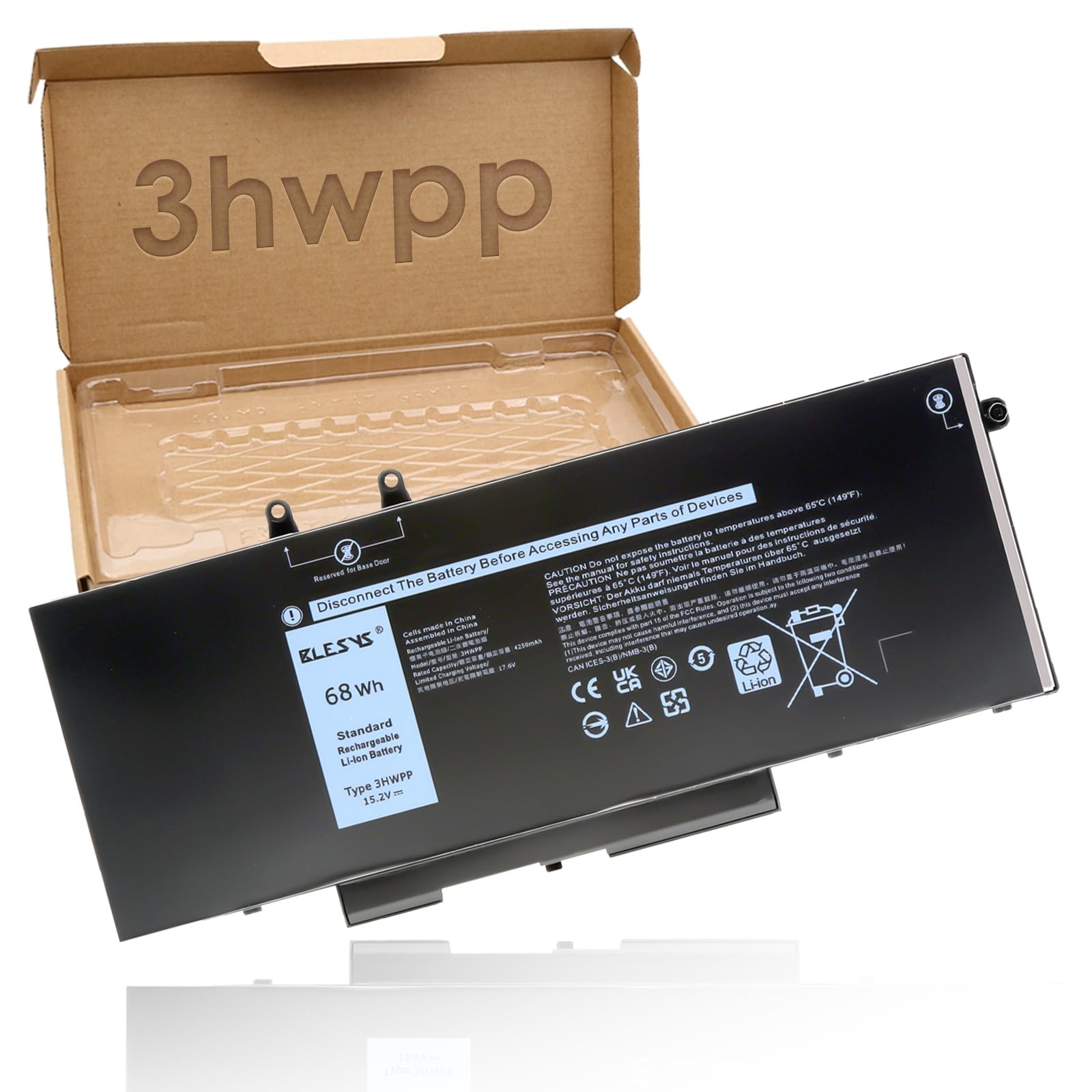 BLESYS 3HWPP Batteria per DELL Latitude 5510 5410 5511 Series [15.2V 68Wh]