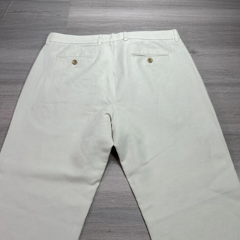Pantalones Banana Republic Para Hombre 34x34 Stone Kentfield Lino Algodón Chino Pierna Recta Foto 4 de 4