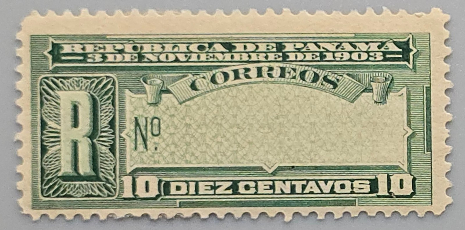 Panama Revenue Stamp 10 Centavos Green R Fiscal 1903 Issue Unused