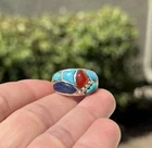 Vintage Sterling Silver WK Signed Multi Stone Turquoise Ring Sz 7