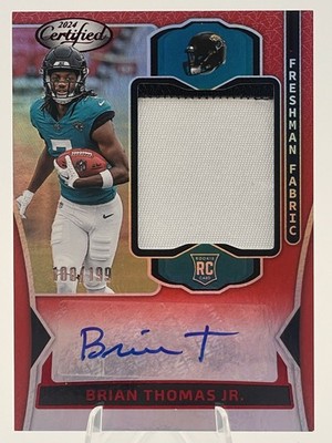 Brian Thomas Jr 2024 Panini Certified Freshman Fabric Red Rookie Auto RPA /199