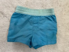 Wonder Nation Boys Swim Trunks 12M Aqua Blue Mesh Lined Recycled Polyester