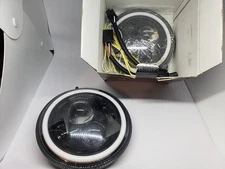 *RED DRL* UNI-SHINE  7"  S3  Round LED Headlights Halo Angle Eyes Jeep Wrangler