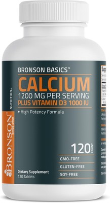 Bronson Calcium 1200mg Per Serving Plus Vitamin D3 1000 120 Count (Pack of 1) 