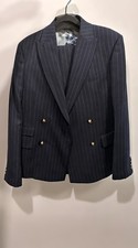Moss Bros Double Breasted Navy Pinstripe Suit Jacket Size 40 Trouser size 34