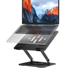 Laptop Stand with 360 Rotating Base, Ergonomic Adjustable Notebook Riser, Fo...