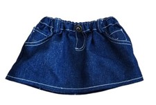 Build A Bear Clothes Skirt Dark Blue Denim Jean White Thread Stitch Button BABW