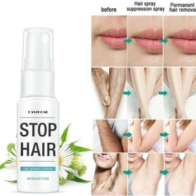 2 Bottles Hair Removal Spray Stop Hair Growth Inhibitor Remover for Face&Body US