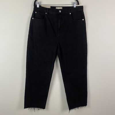 Everlane The Way High Jean Size 33 Black Raw Hem Organic Cotton