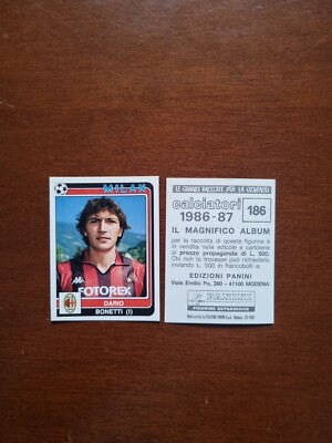 1986-87 Panini 186 Bonetti Milan FOOTBALLERS NEW WITH VELINA 