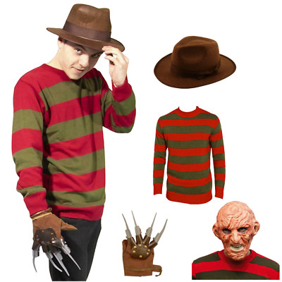 Herren & Kinder Jungen Freddy Krueger Kostüm Halloween Horror 3-Piece Satz