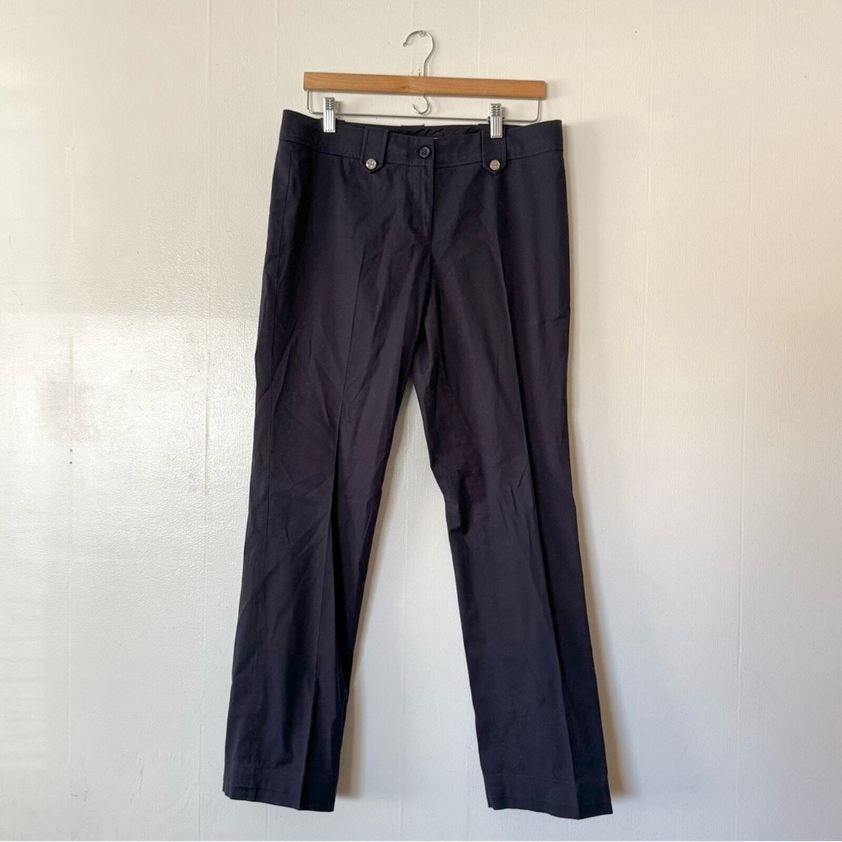 Tory Burch Navy Blue Khaki Trouser Work Pants Size 10 Preppy Work
