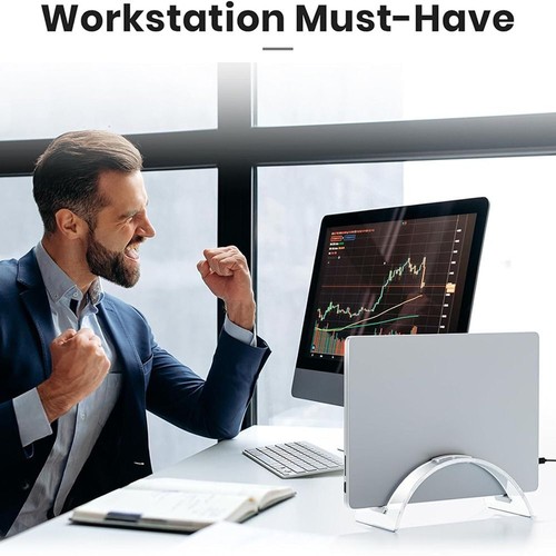 Space-Saving Laptop Stand Acrylic Desktop Dock Invisible Tablet Stand - Photo 3/5