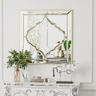 Wisfor Farmhouse Wall Accent Mirror Decorative Art Mirror w/Gold Rim Silver Glas