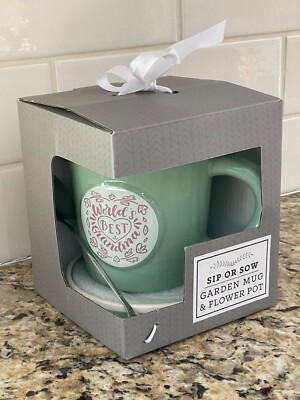 Sip & Sow GARDEN MUG & FLOWER POT or Coffee Cup 20oz, WORLD s BEST GRANDMA