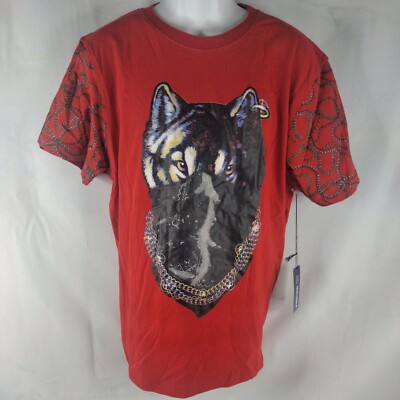 Research Development Wolf Graphic T-Shirt Mens Large Red Short Sleeves Crew Neck