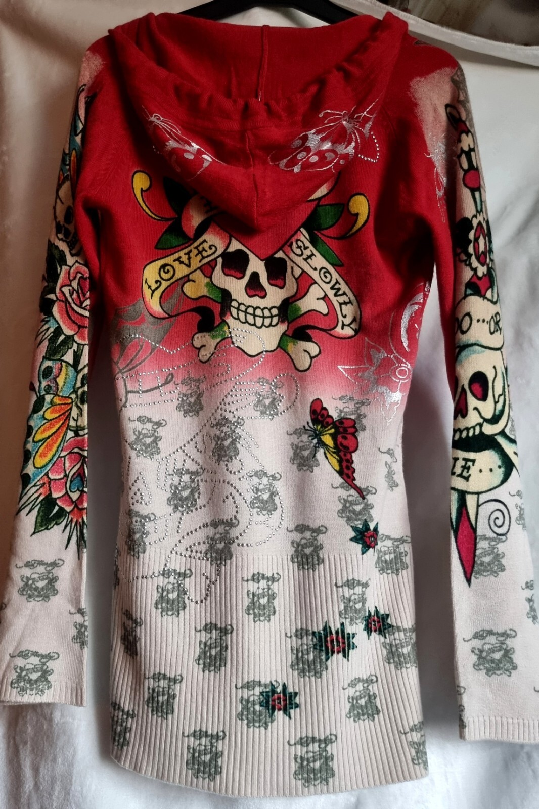 RARE Designer Vintage Ed Hardy Christian Audigier Longline Sweater/Top RRP £280 image 3
