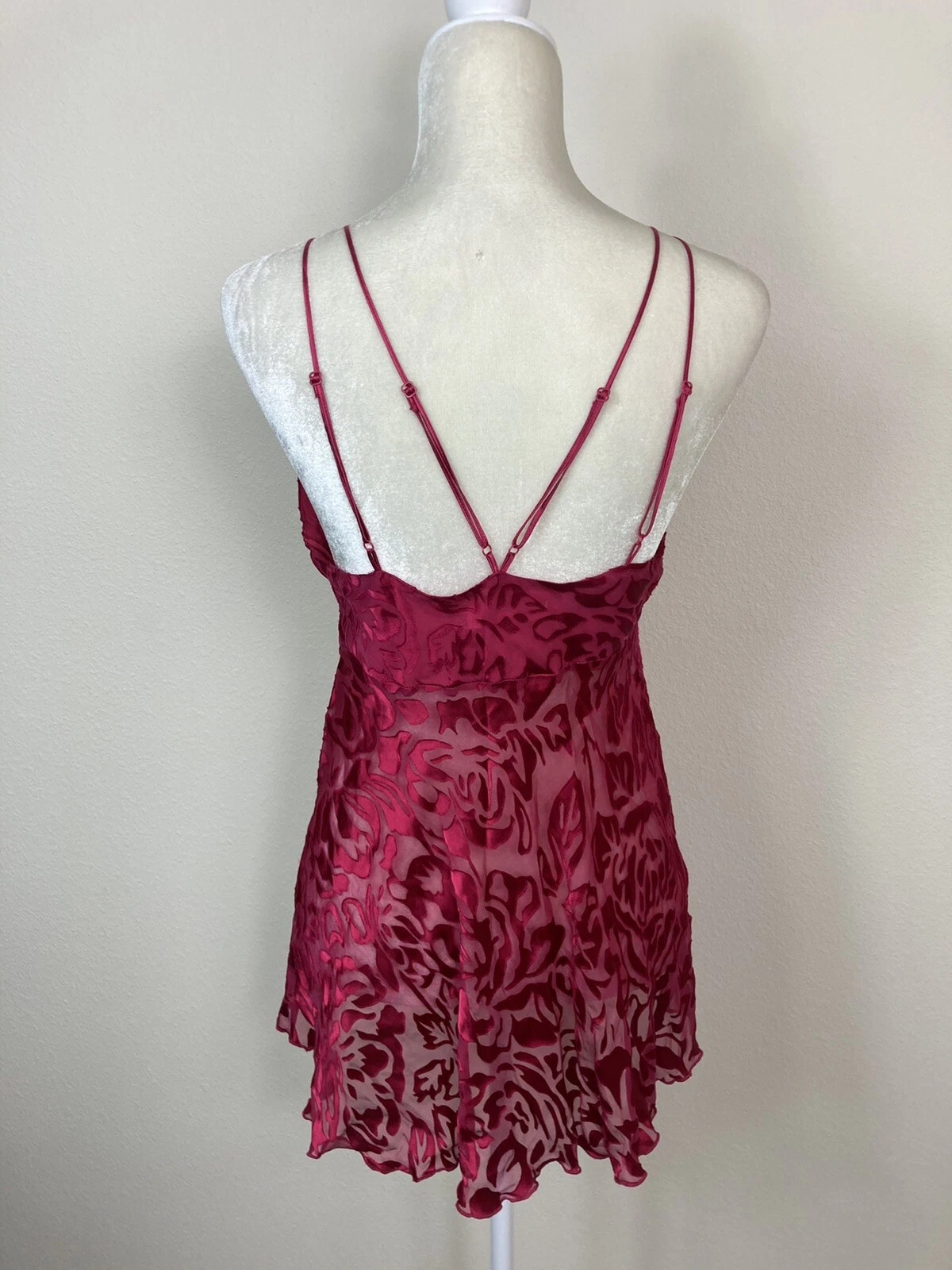 UNDERCOVER Abito Victorias Secret Vintage Rosso Trasparente Floreale Slip Cami Mini Misto Seta Fata S