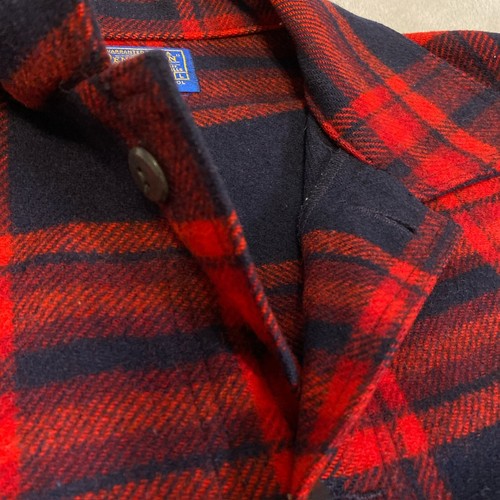 Vintage Pendleton Jacket Men's Large Red Plaid Wool Mackinaw Hunting Elbow Patch - Picture 4 of 14