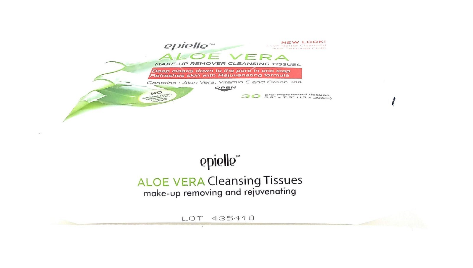 2 pks Makeup Remover Cleansing Tissues Aloe Vera Vitamin E Green Tea