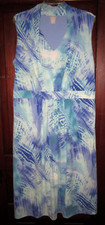 Chico's Sz 4 L XL Midi Maxi Dress Stretch Sleeveless Pleated Tie Dye Print Long