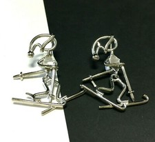 Vintage SKI PINS Signed Articulated Set Of Skiers Hat, Lapel, Collectible VV249