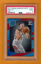 ZHOU QI 2017-18 DONRUSS OPTIC RED PRIZM RATED RC SP # / 99 PSA 9 MINT ROCKETS