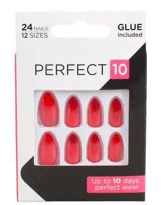 ELEGANT TOUCH ELGANT TOUCH PERFECT 10 FALSE NAILS GLUE INCLUDED - SCARLET RED