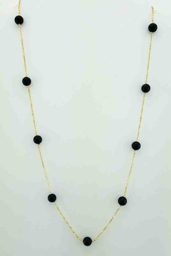 GENUINE BLACK ONYX CHAIN NECKLACE 14K YELLOW GOLD - New With Tag - 第 1/4 張圖片