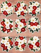 Red and White Flowers Die Cut Vinyl Stickers Scrapbooking Laptop Waterbottle