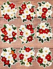 Red and White Flowers Die Cut Vinyl Stickers  Scrapbooking Laptop Waterbottle