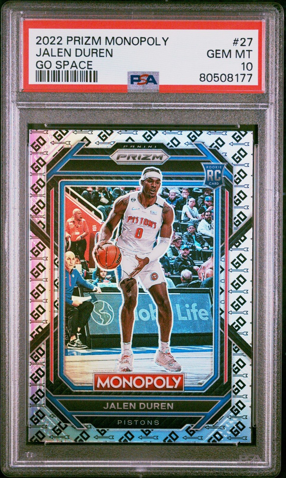 2022-23 Prizm Monopoly Basketball #27 Jalen Duren RC Go Space PSA 10 GEM MINT