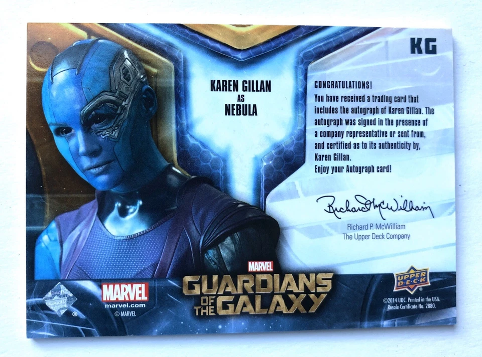 Karen Gillan Auto Card Guardians of the Galaxy 2014 Upper Deck Autograph Nebula - Bild 2 von 2