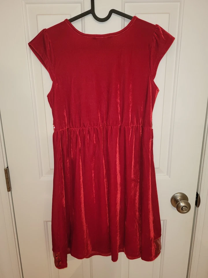 Vestido de fiesta de Navidad George para niñas talla 14-16 rojo terciopelo lentejuelas manga corta Foto 2 de 4
