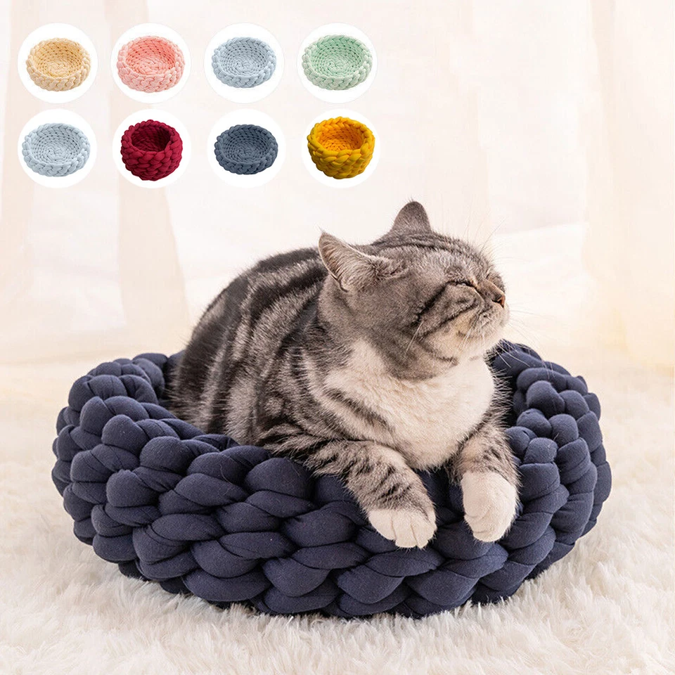 棉甜圈宠物狗猫床毛绒柔软温暖平静睡床圆形巢床 — 第 2/4 张图片