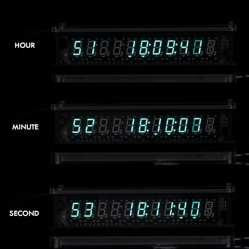 Retro VFD Tube Clock Large Display Home Desktop Decor Clock Ref Nixie Tube Era - Image 3 of 4