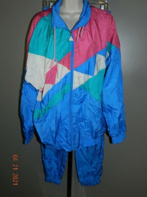 VTG Casual Isle Women s XL Track Suit 2 Piece Color Block Windbreaker Pants