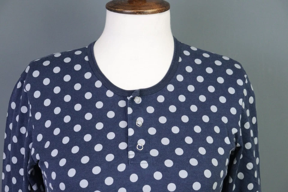 Blusa Camisa Top Marimekko Azul Punteada Manga Larga Talla S Foto 4 de 4