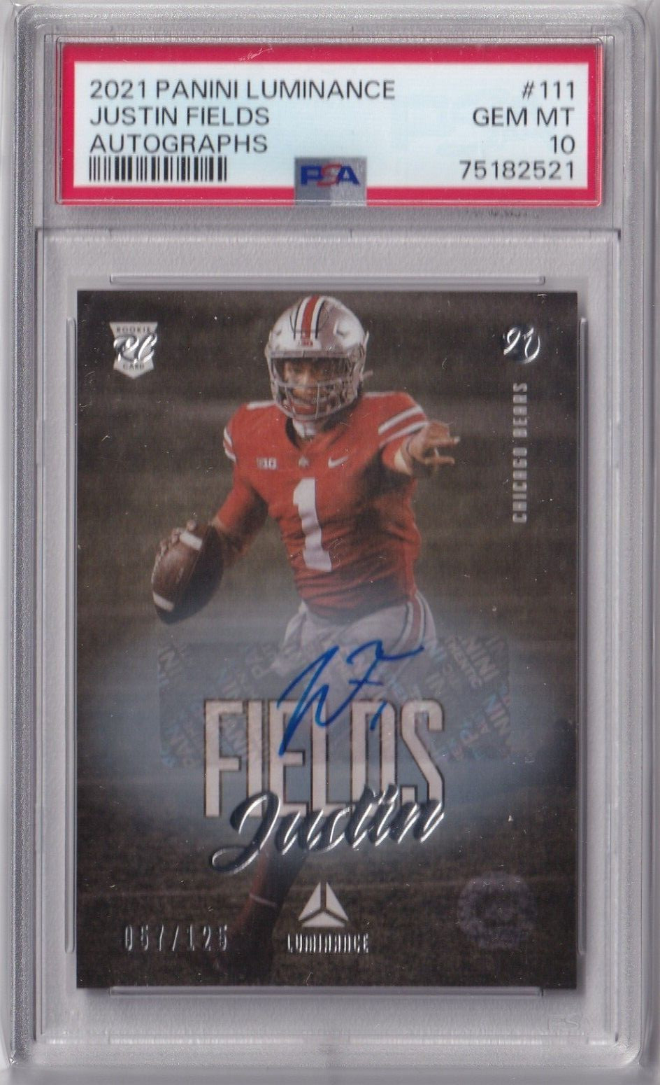 Justin Fields Panini Luminance #111 Base