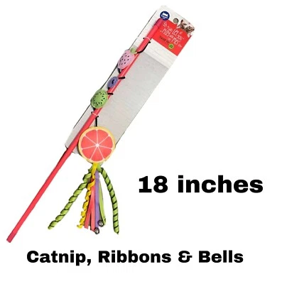 Whisker City Fruit Cat Teaser Toy - Multiple Textures, Catnip, Ribbons, Bells!