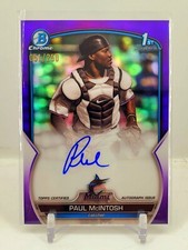 2023 Bowman Chrome 1st Paul McIntosh Purple Refractor Auto 51/250 Marlins ROOKIE
