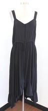 NWT Ann Taylor Loft Black Button Front Drawstring Tie Ruffle Hi Lo Dress Midi 10