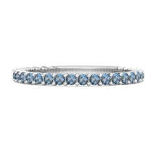 925 Silver Thin Stacking 0.60 Ct London Blue Topaz Eternity Raquel Women Ring