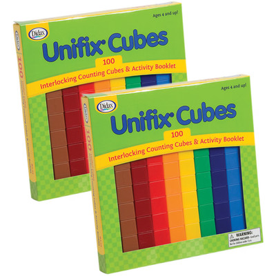 Set of 2 Didax Unifix Cubes Interlocking Counting Cubes with 1 Activity Booklet