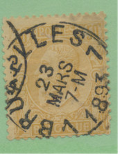 Belgium Stamp Scott #58, Used, 1893 Postmark