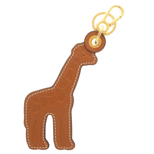 LOEWE Giraffe Leather Brown Yellow Key Holder Bag Charm 1062 LOEWE