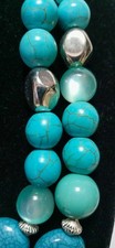 2 Strand Dyed Howlite Beaded Blue Magnesite Turquoise Necklace Southwest Boho