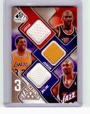 MICHAEL JORDAN MAGIC JOHNSON KARL MALONE 2009 SP GAME USED TRIPLE JERSEY /125