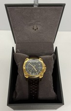 Bulova 97B216 Icon Precisionist Gold Tone Watch 40mm Black Dial Leather  Box